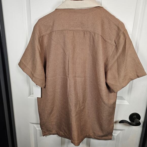 Malibu Drill Clothing Co Shirt Mens Medium Linen Look Textured Fabric Hawaiian - Picture 5 of 8